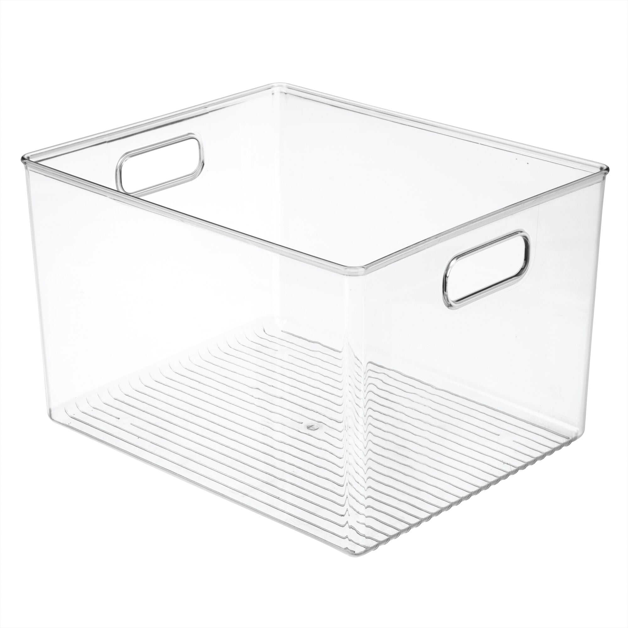 2 Pack mDesign Plastic Storage Organizer Bin with Handles for Closets Clear 
