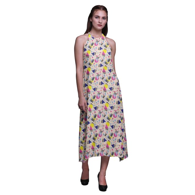 Bimba Robe de Soirée Dos Nu Géométrique pour Femmes Tenue de Plage Été-TP