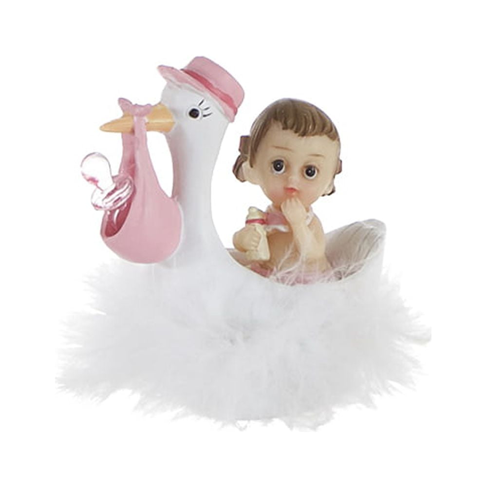Mega Favors Keepsake Figurine 12 pcs Stock Carrying Pacifier with Baby Girl | Awesome Decorations or Party Favors | for Pregnancy Announcements, Gender Reveals, Birthday and Special Celebrations