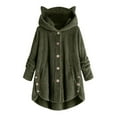 thumbnail image 1 of Women's Plus Size Casual Color Block Sweatshirt Button Hoodie Loose Blouse Warm Coat, 1 of 6