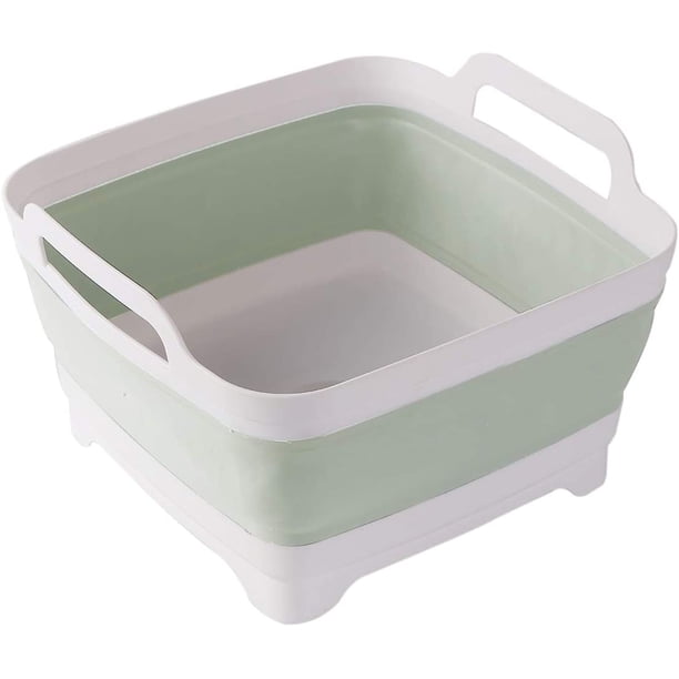 Lavabo plegable con tapón de desagüe Asas de transporte para 9 litros de gran capacidad, Lavabo, Lavabo plegable para fregadero de caravana, Verduras, Frutas, Fregadero de alimentos Colador Lavabo - Gris Ormromra WMPH-637-3