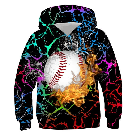 Zwiiyzr 4-14 Years Boys Oversize Hoodies Sweatshirt Long Sleeve Pattern T-Shirt Printed Round Neck Hooded Sweatshirt Green