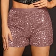 thumbnail image 2 of Womens Sequin Glitter Shorts Sparkly Party Shorts Stretchy Bodycon for Festival Night Out White,Size XL, 2 of 9