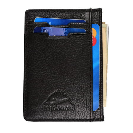 Hopsooken Slim Minimalist Front Pocket RFID Blocking Leather Wallets for Men