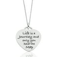 thumbnail image 3 of Inspirational Heart Compass Pendant Necklace in Stainless Steel - Life Is A Journey, 3 of 3