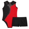 thumbnail image 3 of YONGHS Kids Girls Sleeveless Contrast Color Gymnastics Leotard Ballet Dancewear Biketard Tracksuit Red&Black 12, 3 of 7