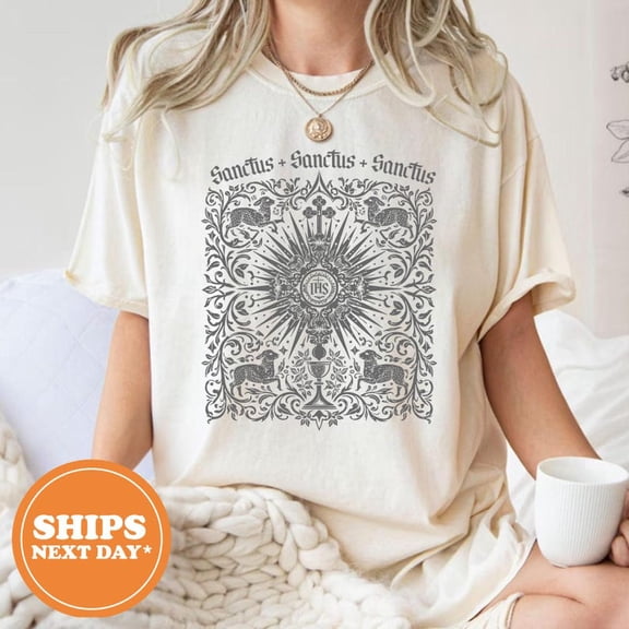 Sanctus Catholic T-Shirt, Christian Faith Shirt, Jesus Graphic Tee Gift