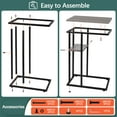 thumbnail image 3 of C Shaped End Table, Side Table for Couch and Bed, Small Side Table for Small Spaces, Living Room, Bedroom, Rustic Snack Table, 3 of 8