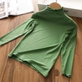 thumbnail image 5 of Acaics Girls' Long-Sleeve Layering T-Shirt: Solid-Color Modal Long-Sleeve Crew Neck Casual High-Neck Top, Ages 1–13, 5 of 7