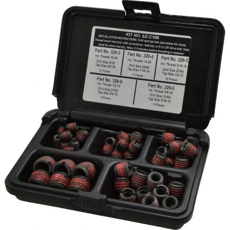 E-Z LOK Thread Repair Kit Includes: 3/8-16 Heavy Duty Inserts, Tap & Drill