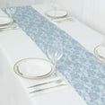 thumbnail image 4 of Efavormart 12"X108" Dusty Blue Vintage Rose Flower Lace Table Runner, 4 of 11