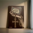 thumbnail image 4 of 1pc Gothic - themed Canvas Wall Art Depicting a Skeletal Hand Holding an Old - styled Book with "PooQ" and a Large Ornate Cross, framed Decor room hanging Wall Picture Decor for Home Gifts,, 4 of 7