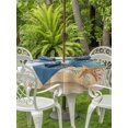 thumbnail image 3 of Outdoor Tablecloth with Umbrella Hole for Patio/Picnic/Party/Camping, Starfish Coastal Waterproof Table Cloth Round Cover Washable, Summer Ocean Coral Conch Seagrass Vintage Brown (Dia 60"), 3 of 8