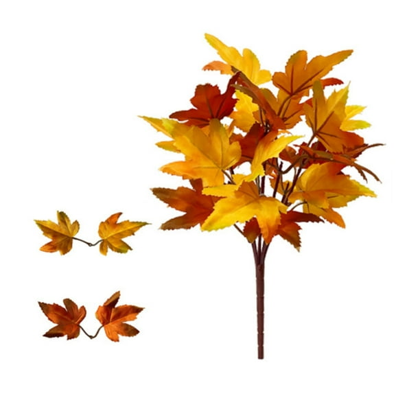 Paquete de hojas de arce artificiales para Halloween y Acción de Gracias. Decoración para el hogar. Adornos de plantas verdes recortadas. Hojas de arce otoñales.