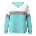 thumbnail image 4 of ATOYSOY Women's Fashion Color Block Pullover Outwear Oversized Tops Crew Neck Sweatshirts Casual Shirts Drop Shoulder Long Sleeve Tees Fall Winter Blue XXXL, 4 of 5