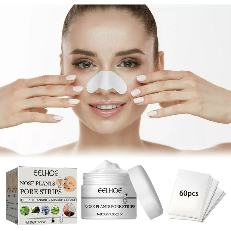 YiFudd Blackhead Remover Mask with 60pcs Paper Pore Nose Strips, Peel off  Mask T-zone Care Deep Cleansing Facial Pore Cleaner Purifying Mask Nose