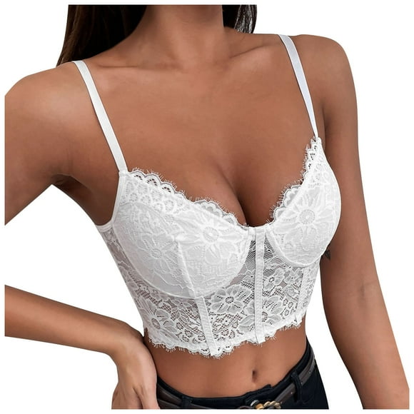 Camisole Corset en Dentelle Aguichant avec Dos en Maille Style Rue pour Femmes