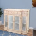 thumbnail image 5 of 4 Door Wood and Glass Storage Cabinet with 3 Drawers, Beige and Clear- Saltoro Sherpi, 5 of 5