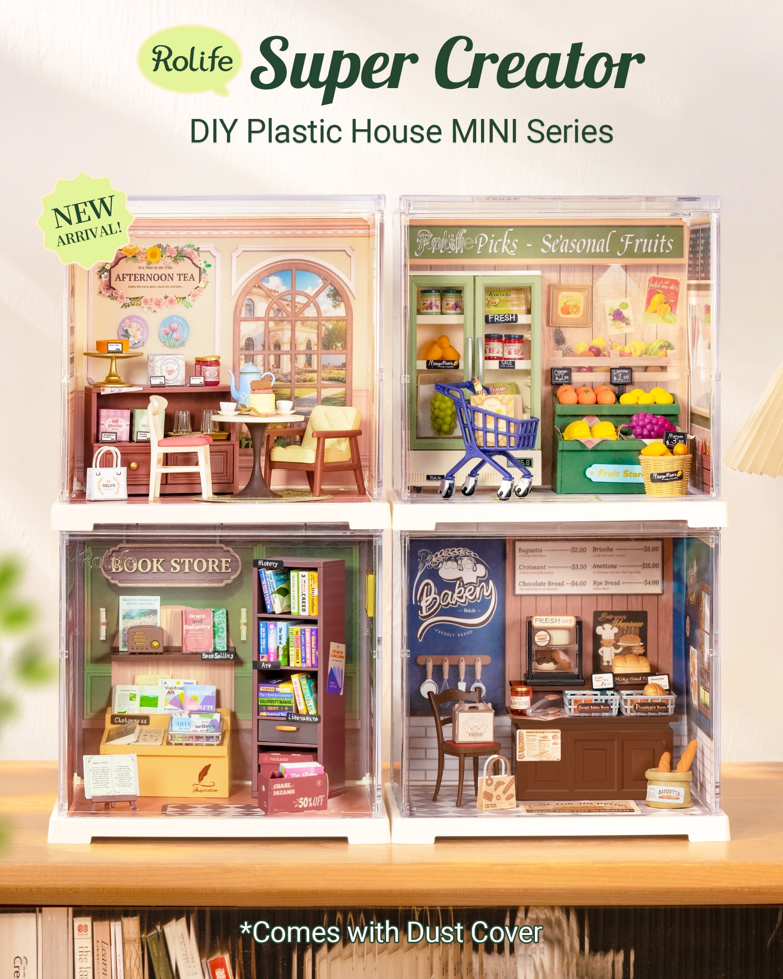 ROBOTIME Mini Dollhouse Kit Super Creator Plastic DIY Miniature House Building Set,Tiny Home Craft Kits Gifts for Teens Adults(Nature Energy Fruits)