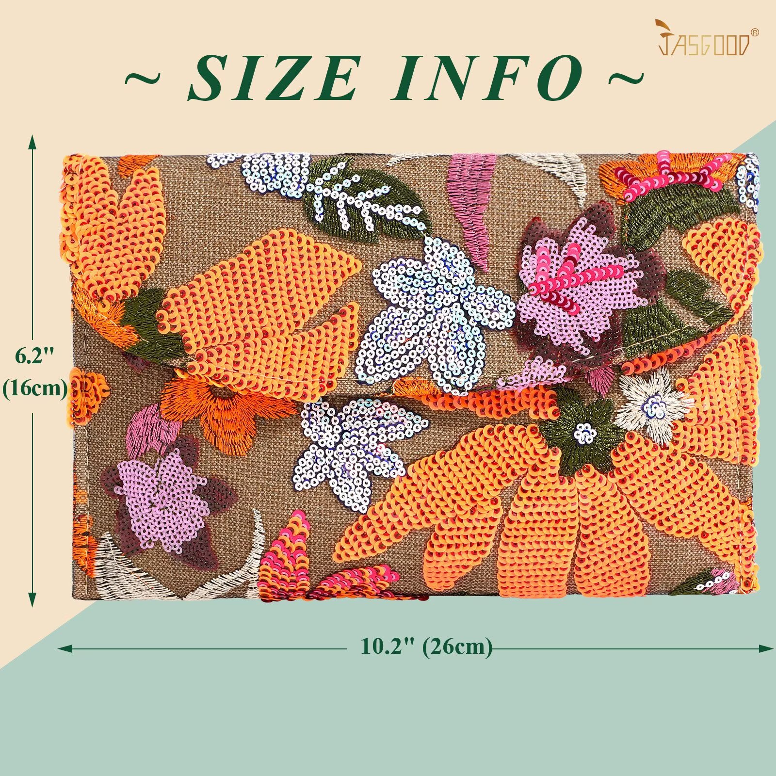 JASGOOD Clutch Purses for Women Floral Evening Clutch Purses for Party Embroidery Sequin Beaded Womens Purse