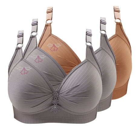 BSDJILFG 3 Pack Full Coverage Bras for Women Wide Straps Plus Size Big Bust Bra High Support Push Up Full Figure Everyday Bra Clearance XS-4XL