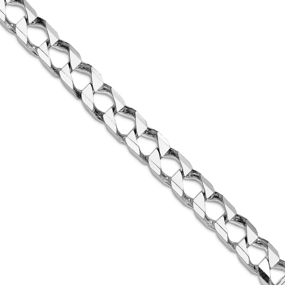 925 Sterling Silver Rhodium Plated 8.6mm Sparkle-Cut Square Curb Chain Necklace 24 Inch Chain Necklace for Women and Men