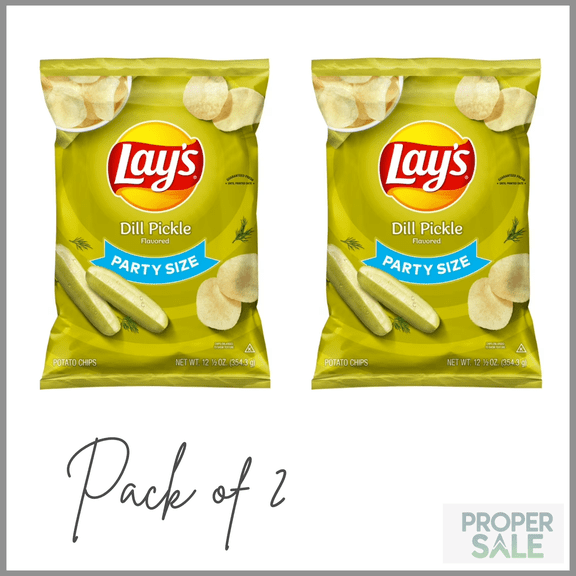 Lay's Dill Pickle Flavored Potato Chips, Party Size, 12.5 oz Bag ( PACK OF 2 )