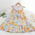 thumbnail image 1 of Archinjoy Girls Floral Printed Summer Dress Sleeveless Cute Collared Ruffle A-Line Crewneck Swing Dance Dresses, 1 of 3