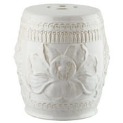 Safavieh Kids Little Lotus Garden Stool, Ceramic, Cream/Off-White