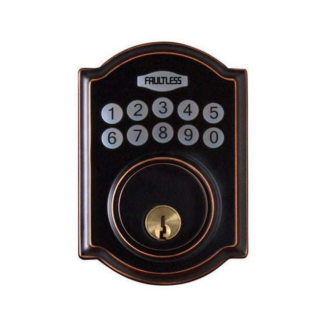 Faultless 5002081 Aged Bronze Metal Electronic Deadbolt with Residential Auto Lock Adjustable Delay