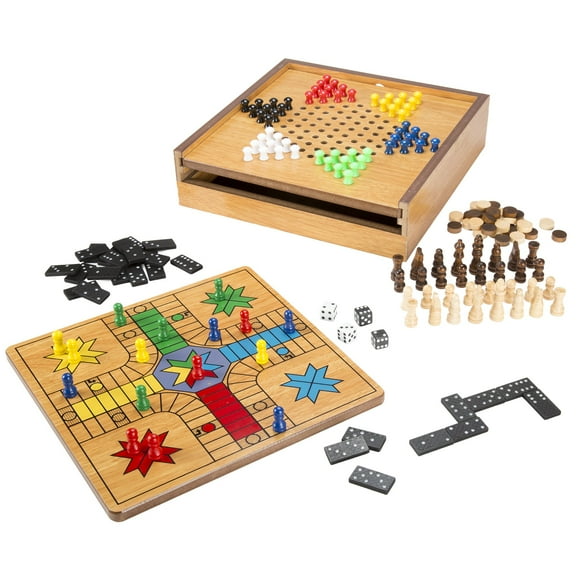 7-in-1 Combo Game For 4 Players with Chess Ludo Chinese Checkers & More 11.5 x 12 x 3 inches