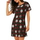 thumbnail image 2 of Balery Plaid Snowflakes Festive Camisón de manga corta con cuello redondo para mujer, cómodo y elegante., 2 of 6