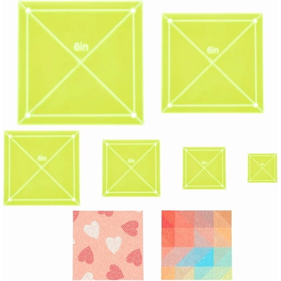 6Pcs Quilting Template Set Acrylic 1-6 Inch Square Templates for Quilt Quilting Precision Tools Templates Supplies Green Yellow for DIY Sewing Quilting Crafts Green Yellow