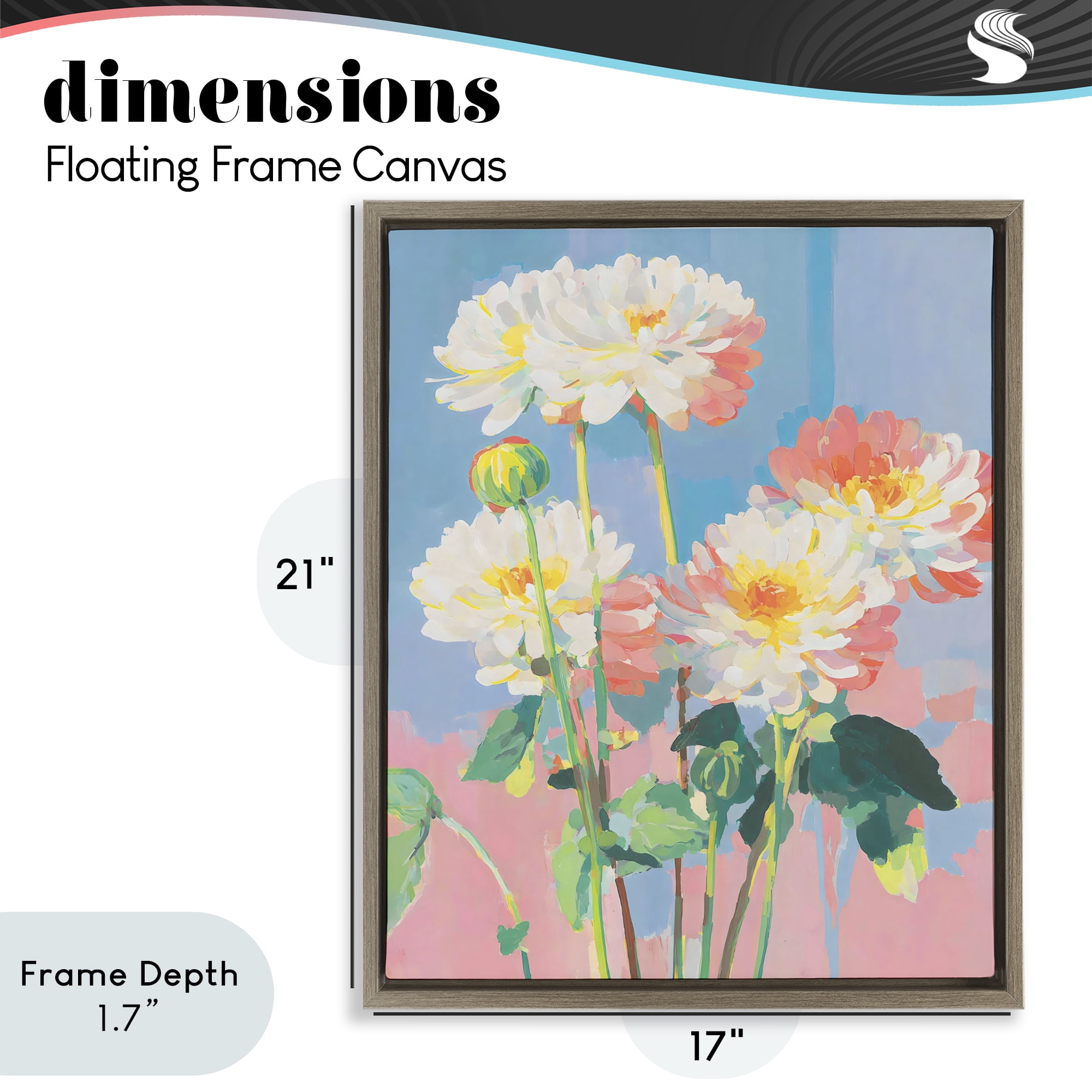 Stupell Industries Colorful Chrysanthemum Impressions Brown Framed Floater Canvas Wall Art, design by Sisi and Seb