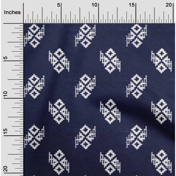 oneOone Organic Cotton Voile Fabric Geometric Kasuri Print Fabric BTY 42 Inch Wide