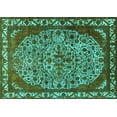 thumbnail image 1 of Ahgly Company Machine Washable Indoor Rectangle Oriental Turquoise Blue Industrial Area Rugs, 8' x 10', 1 of 4