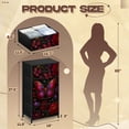 thumbnail image 3 of Gothic Dresser for Bedroom with 4 Storage Drawers Vibrant Red Butterfly Floral Details Gemstone Embellishments Dressers Chest of Drawers Steel Framed Fabric Closet Organizers for Dorm Entryway, 3 of 8