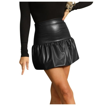 

ZHAGHMIN Ruffle Skirt Women S Puffy Skirt Pu-Leather Skirt High Waist Full Belly Dresses And Large Size Skirt Solid Elegant Skirt Belly Dance Skirts For Women Tulle Table Skirt Skirts For Girls Long