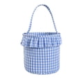 thumbnail image 2 of Callipe Halloween Basket, Plaid Ruffle Trick or Treat Candy Bucket with Handle for Kids, Reusable Gingham Fabric Storage Basket for Party Favors, 2 of 4