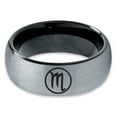thumbnail image 2 of Tungsten Horoscope Scorpio Band Ring 8mm Men Women Comfort Fit Black Dome Brushed Gray Polished, 2 of 4