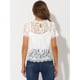 thumbnail image 4 of Allegra K Top De Encaje Floral Semitransparente Transparente Con Ribete Festoneado Para Mujer blanco XS, 4 of 7