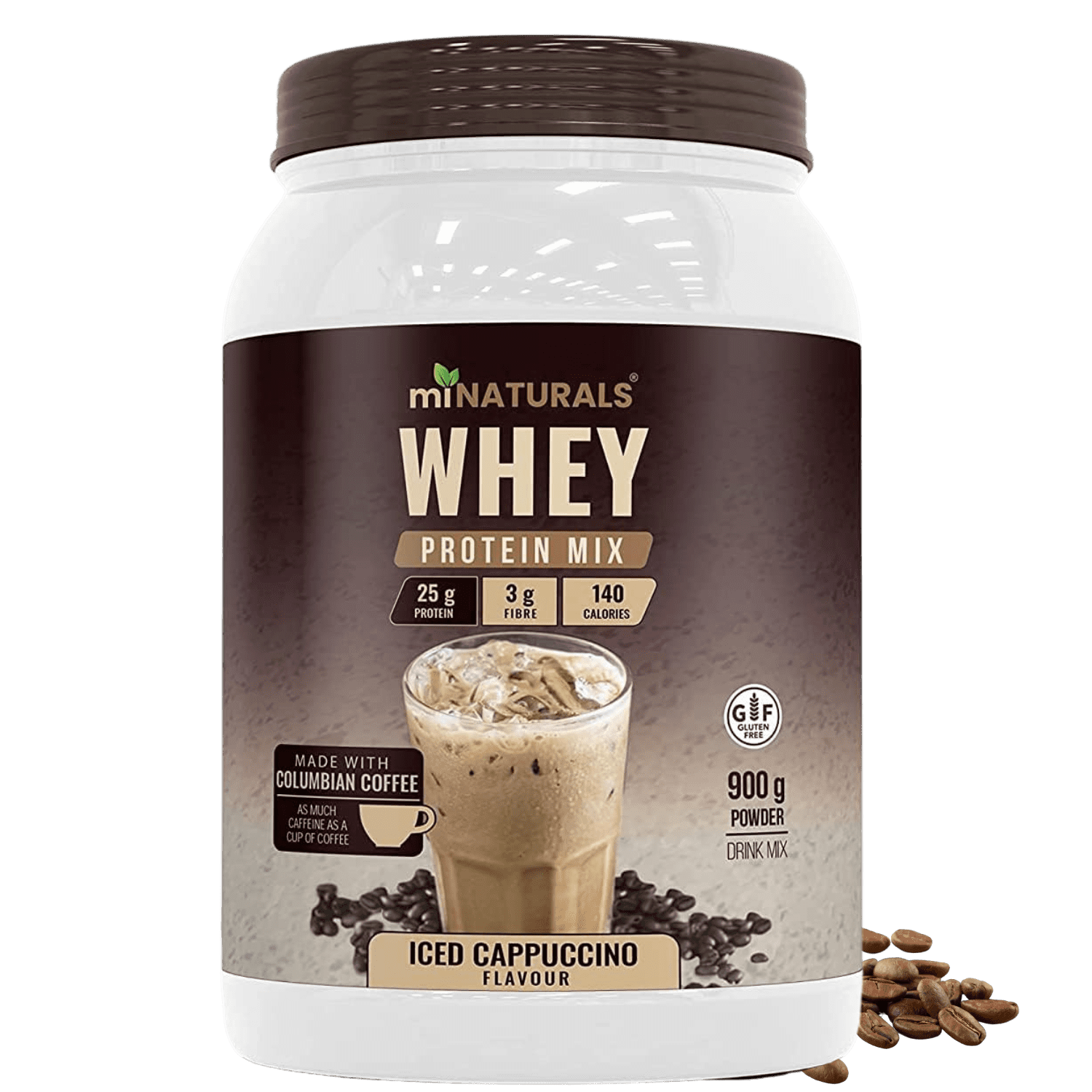 miNATURALS Whey Pure Isolate High Protein Drink Mix Powder, For Shakes - Iced Cappuccino Coffee (900g)