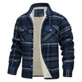 thumbnail image 1 of Chaquetas de hombre, chaqueta de camisa a cuadros de polar, chaquetas de trabajo de franela, camisa de leñador, abrigo informal con botones y bolsillos., 1 of 5
