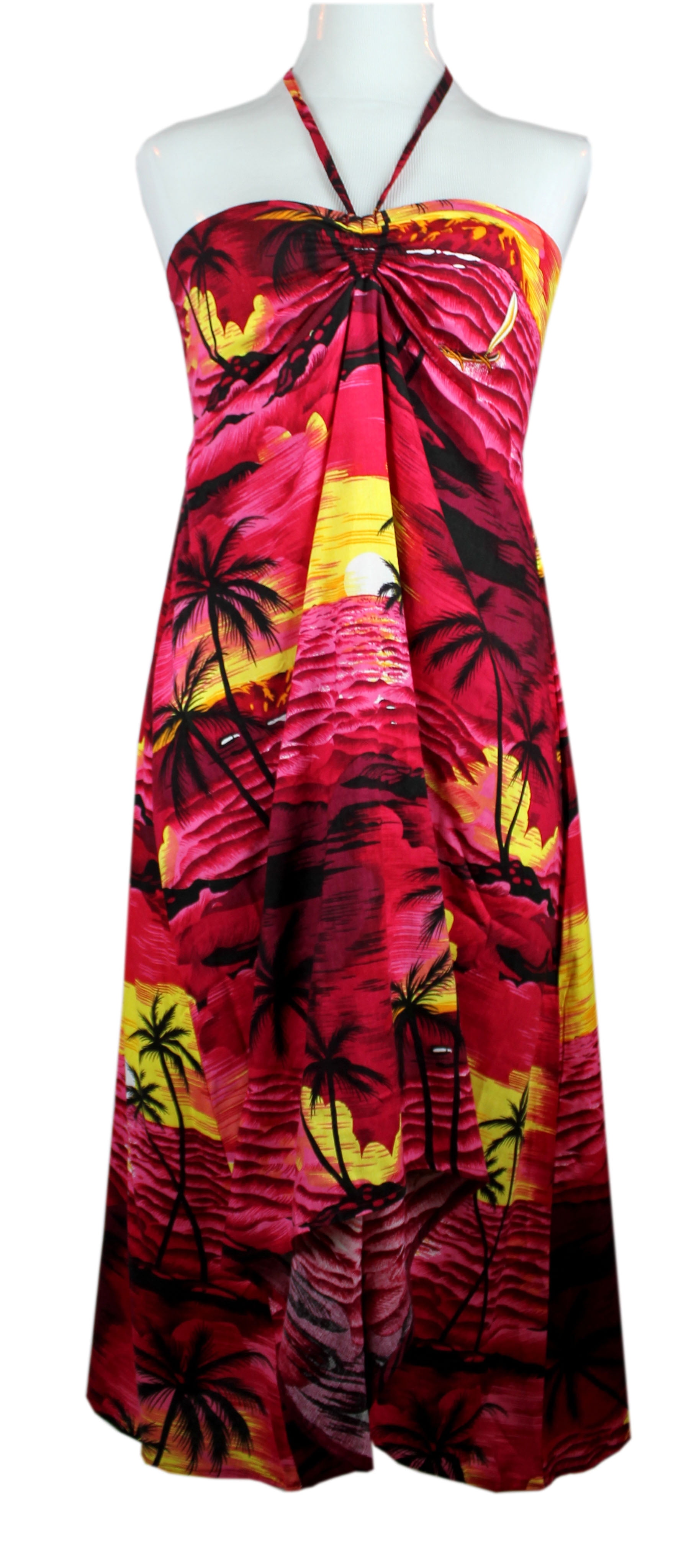 Hawaiian Dress Butterfly Dress Luau Dress In Red Sunset