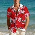 thumbnail image 4 of Blusa y camisa hawaiana de manga corta con cuello vuelto para hombre, camisa unisex informal de verano para playa, de manga corta con botones, ropa estampada divertida, blusa para hombre, 4 of 9