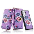 thumbnail image 1 of for Samsung Galaxy S23 Ultra Wallet Case - Magnetic Detachable Back Case with RFID Blocking Card Holder, Hand Strap & Crossbody Strap, Floral Flower PU Leather Flip Cover Case for Women Girls, Purple, 1 of 10