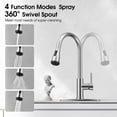 thumbnail image 3 of Fithood Touchless Kitchen Faucet-Smart Kitchen Sink Faucet sensor, 4Mode Pull Down Kitchen Sprayer, Fingerprint Resistant, Dual Temp. Handle with 1/3 Hole Deck Plate, Stainless Steel, Brushed Nickel, 3 of 5