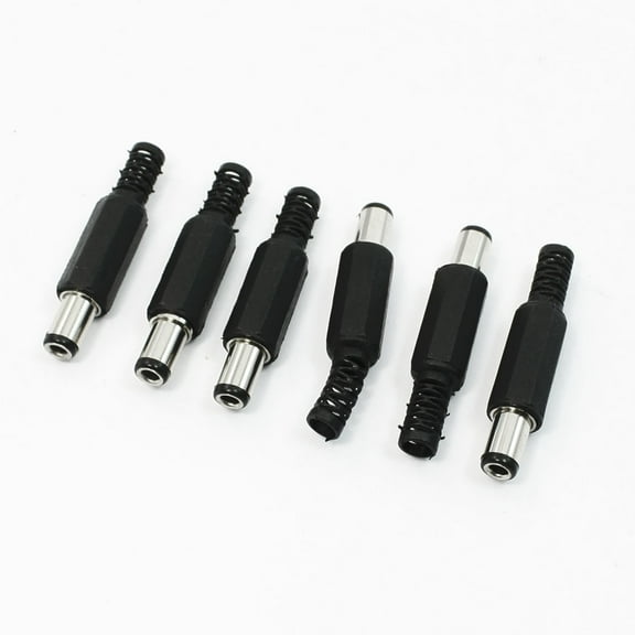 Unique Bargains 6.3mm x 3.0mm DC Power Plugs Male  Connectors Black 6Pcs
