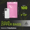 thumbnail image 2 of Pink Anti-Static Zip Bags, 4 Mil Heavy-Duty ESD Protection, 100 Count, 6 x 8 in, 2 of 8
