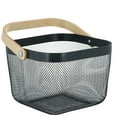 thumbnail image 6 of Simplify Mesh Decorative Storage Basket with Bamboo Handle, Grey, 6 of 7